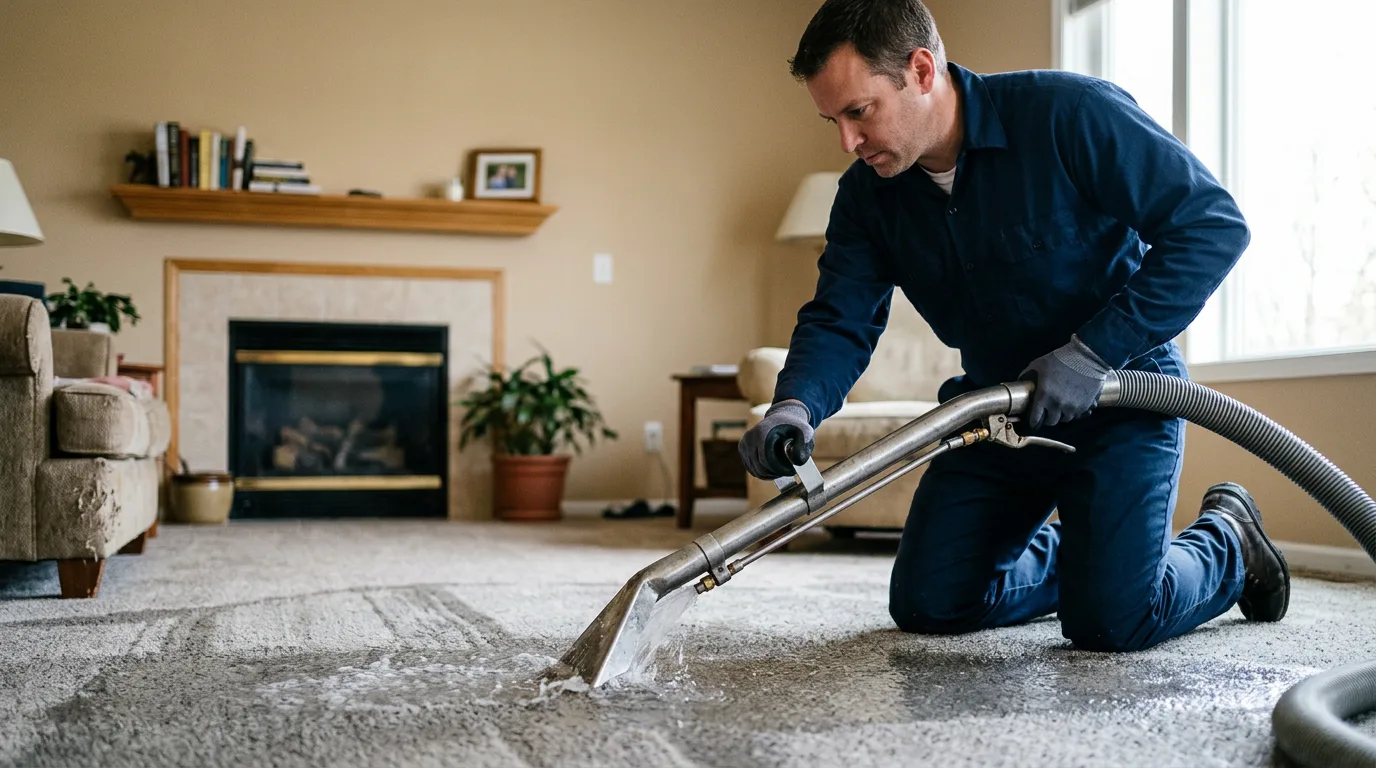Water damage restoration technician working near La Fayette, GA